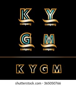 Vector company logo icon element template alphabet letter gold golden jewelry jewellery set K Y G M contour