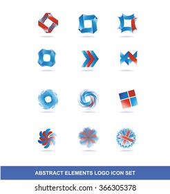 Vector company logo icon element template set abstract circle floral square corporate business blue red gradient