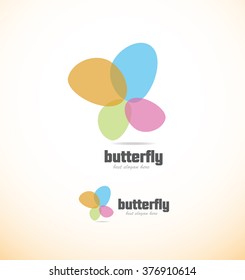 Vector company logo icon element template butterfly spa beauty products colors orange blue green pink