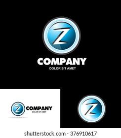 Vector company logo icon element template alphabet letter z blue white button badge games media advertising it
