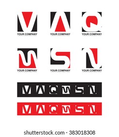 Vector company logo icon element template red black flat alphabet letter set v a q m s n 