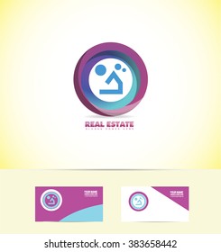 Vector company logo icon element template real estate house circle 3d home 