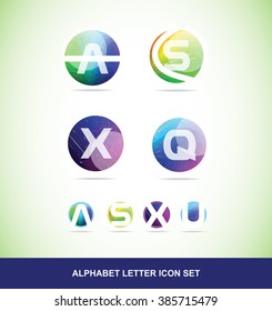 Vector company logo icon element template colors alphabet letter set a s x q u sphere
