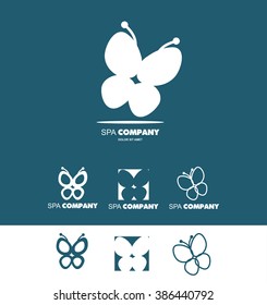 Vector company logo icon element template spa wellness relaxation butterfly logo contour