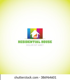 Vector company logo icon element template colors blue red green purple orange real estate house  contour residential property
