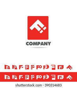 Vector company logo icon element template alphabet letter F set rectangle background white