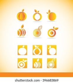 Vector company logo icon element template fruit abstract orange set