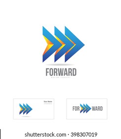 Vector company logo icon element template arrow 3d forward moving concept