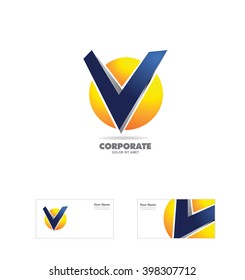 Vector company logo icon element template alphabet letter v sphere 3d 
