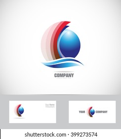 Vector company logo icon element template blue red sphere 3d 