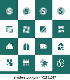 Vector company logo icon element template flat green alphabet letter s square real estate star abstract circle 