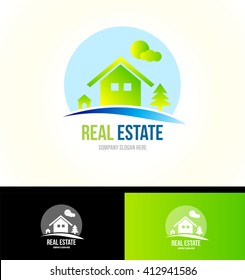 Vector company logo icon element template real estate house mountain cabin property residential 