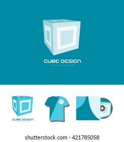 Vector company logo icon element template cube 3d games media corporate