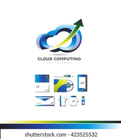 Vector company logo icon element template cloud computing shape storage data transfer technology