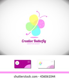 Vector company logo icon element template abstract colorful butterfly spa beauty product salon