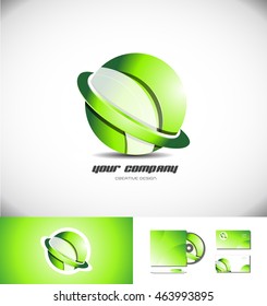 Vector company logo icon element template 3d design sphere ring green games media corporate