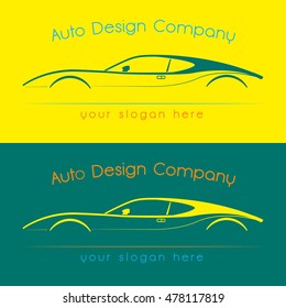 Vector company logo icon element template car auto drawing line contour shape. 
