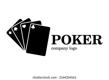 Vector company logo playing cards. Vector illustration symbols isolated on white background. Logotype Poker	
