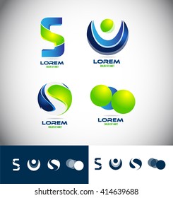 Vector company logo template letter s 3d blue green sphere