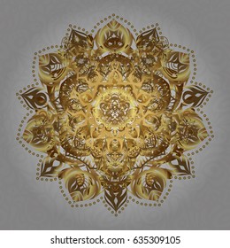 Vector company mark, emblem, element. Simple geometric mandala logotype. Gentle golden beautiful circular logo for boutique, shop, business, interior. Surround abstract blossom.