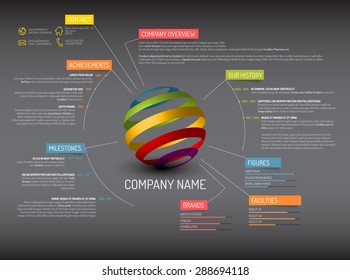 Vector Company overview design template - dark version