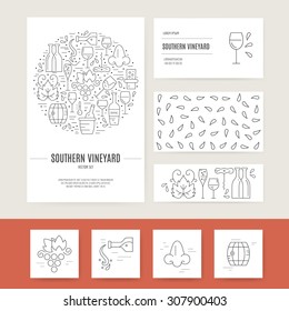 Vector company style for brandbook with different wine elements. Corporate identity template.
