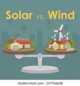 Vector comparison of solar energy and wind energy