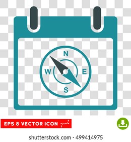 Vector Compass Calendar Day EPS vector icon. Illustration style is flat iconic bicolor soft blue symbol on a transparent background.