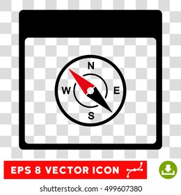 Vector Compass Calendar Page EPS vector icon. Illustration style is flat iconic bicolor intensive red and black symbol on a transparent background.