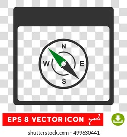 Vector Compass Calendar Page EPS vector pictograph. Illustration style is flat iconic bicolor green and gray symbol on a transparent background.