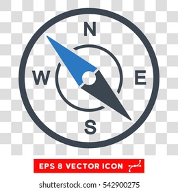 Vector Compass EPS vector icon. Illustration style is flat iconic bicolor smooth blue symbol on a transparent background.