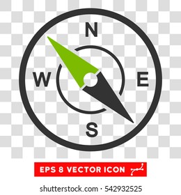 Vector Compass EPS vector pictogram. Illustration style is flat iconic bicolor eco green and gray symbol on a transparent background.