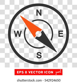 Vector Compass EPS vector pictograph. Illustration style is flat iconic bicolor orange and gray symbol on a transparent background.