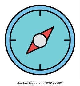 Vector Compass Filled Outline Icon Design
