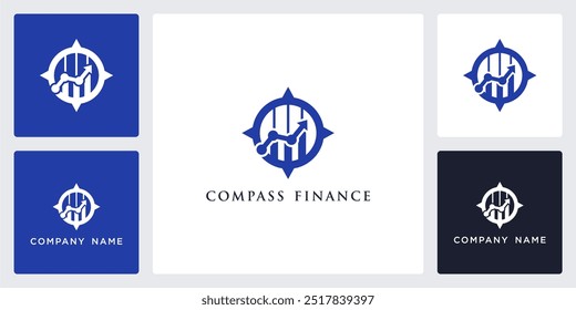 Vector del ícono de finanzas de la brújula y Plantilla de diseño de logotipo