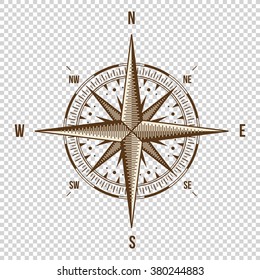 Vector Compass. High Quality Illustration. Old Style. West, East, North, South. Wind Rose Simple Style Isolated