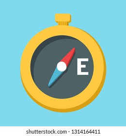Vector compass icon. Compas illustration in flat minimalism style.