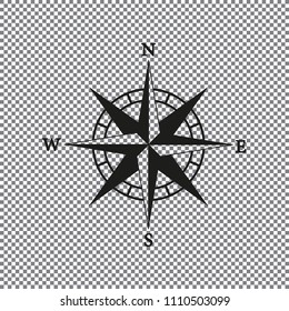 Vector compass icon on a transparent background