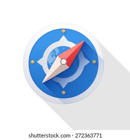 Vector compass icon on white background.