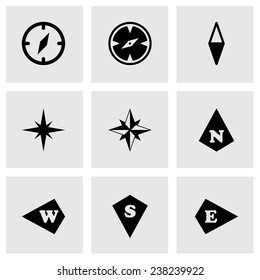 Vector compass icon set on grey background