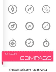 Vector compass icon set on grey background