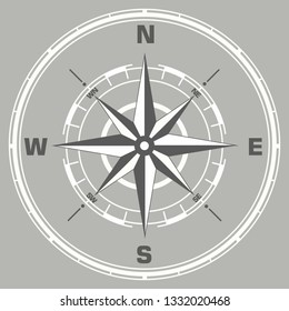 Vector compass icon. Compass sign with wind rose. Illustration of compass symbol in flat minimalism style.