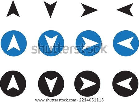 Vector compass icons of north, south, east and west direction. Map symbol. Arrow icon. Vector illustration.
