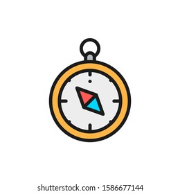Vector compass, navigator flat color line icon. Isolated on white background