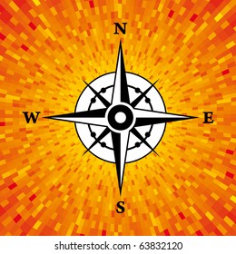 Vector compass with orange background
