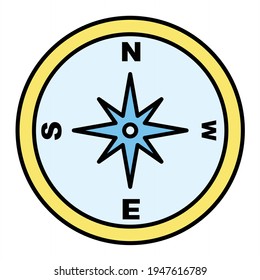 Vector Compass Outline Icon Design
