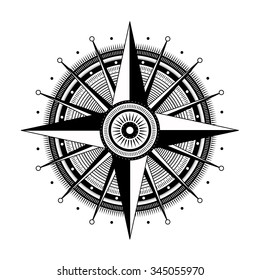 Vector compass rose, detailed illustration