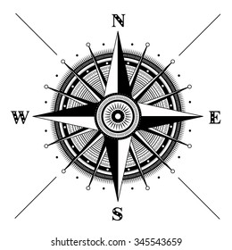 Vector compass rose, detailed illustration