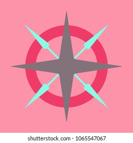 Vector compass rose with North, South, East and West indicated