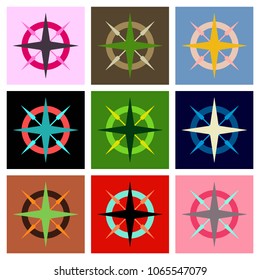 Vector compass rose with North, South, East and West indicated